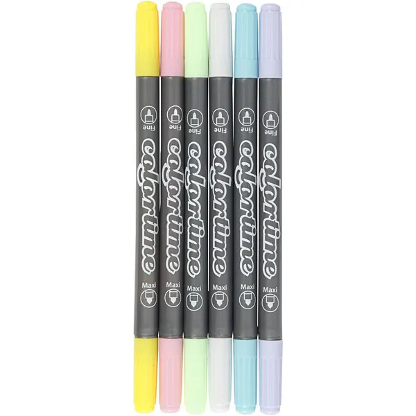 Hovedbilde Dobbelttusj i pastell farger, 6pk